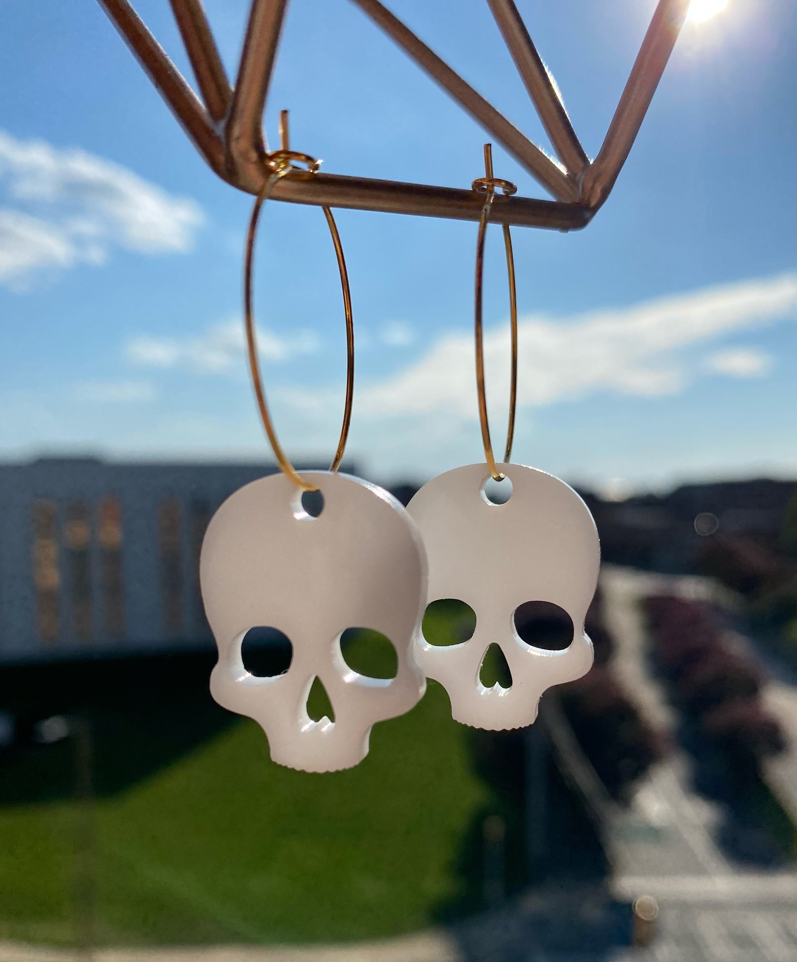 White Skull Earrings